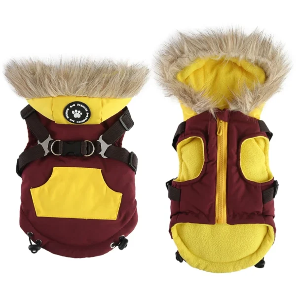 Winter Pet Dog Clothes Coat with Harness Warm Thicken Waterproof Hoodie Jacket for Small Medium Dogs Yorkie Chihuahua Clothing - Image 3